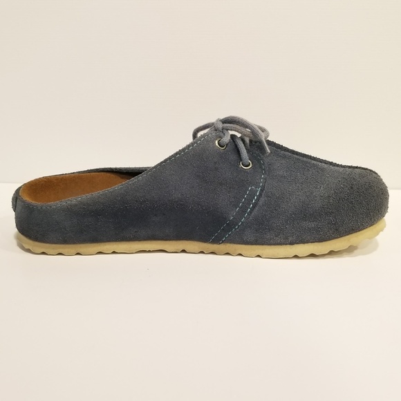 Birkenstock Birki's Mules Shoes Womens Size 9 Blue Suede Slip On Clog Lace Up - Picture 7 of 12